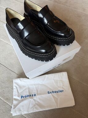 Proenza Schouler Black Leather Lug-Sole Loafers